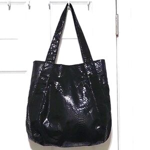 Shiny snakeskin tote